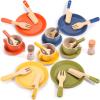 GAGAKU Wooden Play Food Sets for Kids Kitchen, Montessori Wooden Play Food Toys with Plates and Dishes for Toddler Boys & Girls Gifts view 1