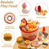 Hydeem 80 Pcs Pretend Play Food Toy for Kids Kitchen Aged 3 4 5, Fast Food Set with Storage Bucket, Pizza, Burger, Ice Cream, Hot Dog, Educational Birthday Toy Gift for Boys Girls view 2
