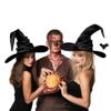 AYILUOBE Halloween Women Witch Hat Ruched Cone Wizard Cap Wide Brim Wicked Witch Hat for Cosplay Party Costume Accessory view 3