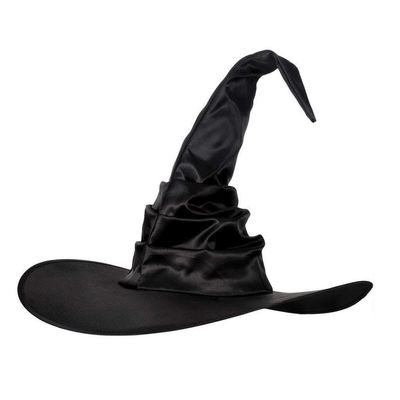 AYILUOBE Halloween Women Witch Hat Ruched Cone Wizard Cap Wide Brim Wicked Witch Hat for Cosplay Party Costume Accessory