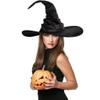 AYILUOBE Halloween Women Witch Hat Ruched Cone Wizard Cap Wide Brim Wicked Witch Hat for Cosplay Party Costume Accessory view 2