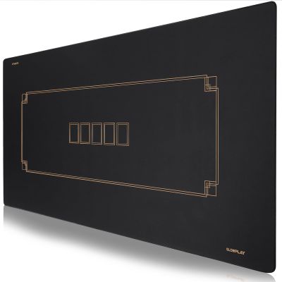 SLOWPLAY Godel Texas Hold'em Poker Mat 94x47 Inch | Poker Table Top with Hemmed Edges, Extra Water Repellent, Noise Reduction | Super Portable for Games Everywhere (Black and Champagne Gold)