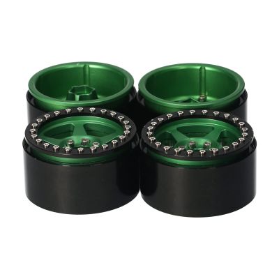 4pcs Metal Wheel Rim Beadlock Wheel Rims Hub for AXIAL SCX10 90046 for for Traxxas TRX4 for RC4WD D90 Hsp for Redcat for Tamiya Hpi RC Car Modification Accessories (Color : Green)