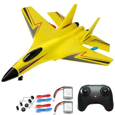 crohorizon Remote Control Airplane for Ages 14 Years, 2 Channels Foam RC Planes Jet Wireless Toy,Hobby RC Glider Aircraft for Beginners Teen Adult Yellow