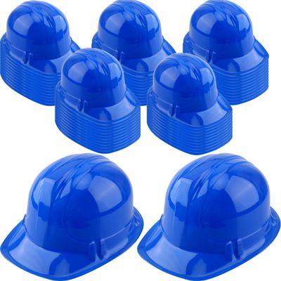 56 Pieces Kids Toy Construction Hats Bulk Plastic Construction Hats Worker Hard Hat for Boys Girls Party Supplies (Blue)