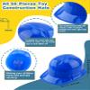 56 Pieces Kids Toy Construction Hats Bulk Plastic Construction Hats Worker Hard Hat for Boys Girls Party Supplies (Blue) view 2
