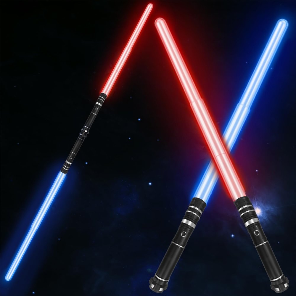 Beyondtrade 12 Colors Lightsabers Toy, 2 in 1 Dueling Swords RGB Doubled-Blade with FX Sound Mute Mode for Kids Movie Fans Cosplay Party Birthday Present