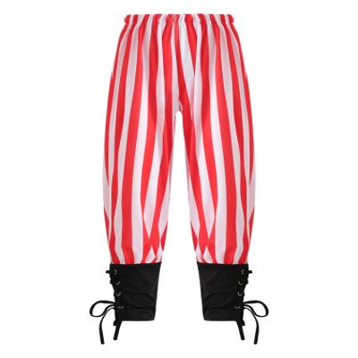 Aislor Kids Boys Ankle Lace Up Banded Pants Renaissance Gothic Trousers Medieval Viking Navigator Pirate Costume Red Stripes 2-4 Years