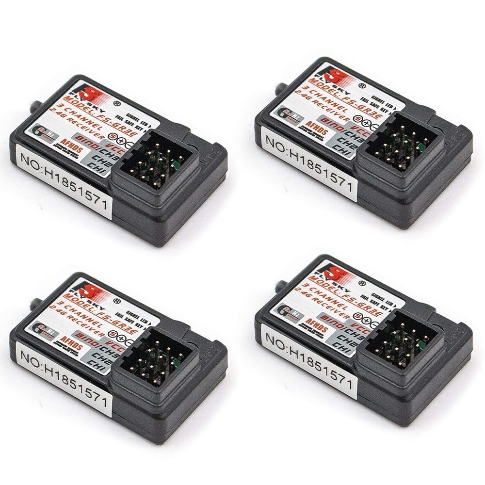 HUIOP FS-GR3E Receiver, 4PCS FS-GR3E AFHDS 2.4G 3CH Receiver for FS-GT2 FS-GT2B FS-GT3B FS-GT3C FZ-IT4S RC Car Boat