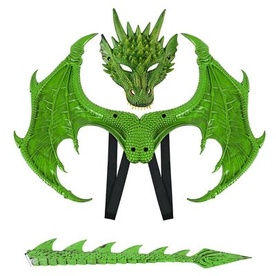 Anbaby Dragon Costume Set - Dress-up Set with Mask, Wings, and Tail(Green Set)