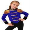 JEYPINMI Girls Circus Ringmaster Drum Majorette School Marching Band Uniform Long Sleeve Tassels Jacket Tops Blue 14 Years view 2