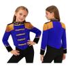 JEYPINMI Girls Circus Ringmaster Drum Majorette School Marching Band Uniform Long Sleeve Tassels Jacket Tops Blue 14 Years view 3