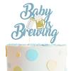1 Pack Glitter Baby is Brewing Cake Topper for Beer Themed Baby Shower Decoration Beer Baby Gender Reveal Decoration (Blue baby) view 1