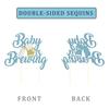 1 Pack Glitter Baby is Brewing Cake Topper for Beer Themed Baby Shower Decoration Beer Baby Gender Reveal Decoration (Blue baby) view 3
