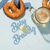 1 Pack Glitter Baby is Brewing Cake Topper for Beer Themed Baby Shower Decoration Beer Baby Gender Reveal Decoration (Blue baby) view 4