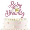 1 Pack Glitter Baby is Brewing Cake Topper for Beer Themed Baby Shower Decoration Beer Baby Gender Reveal Decoration (Pink baby) view 1
