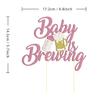 1 Pack Glitter Baby is Brewing Cake Topper for Beer Themed Baby Shower Decoration Beer Baby Gender Reveal Decoration (Pink baby) view 2