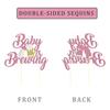 1 Pack Glitter Baby is Brewing Cake Topper for Beer Themed Baby Shower Decoration Beer Baby Gender Reveal Decoration (Pink baby) view 3