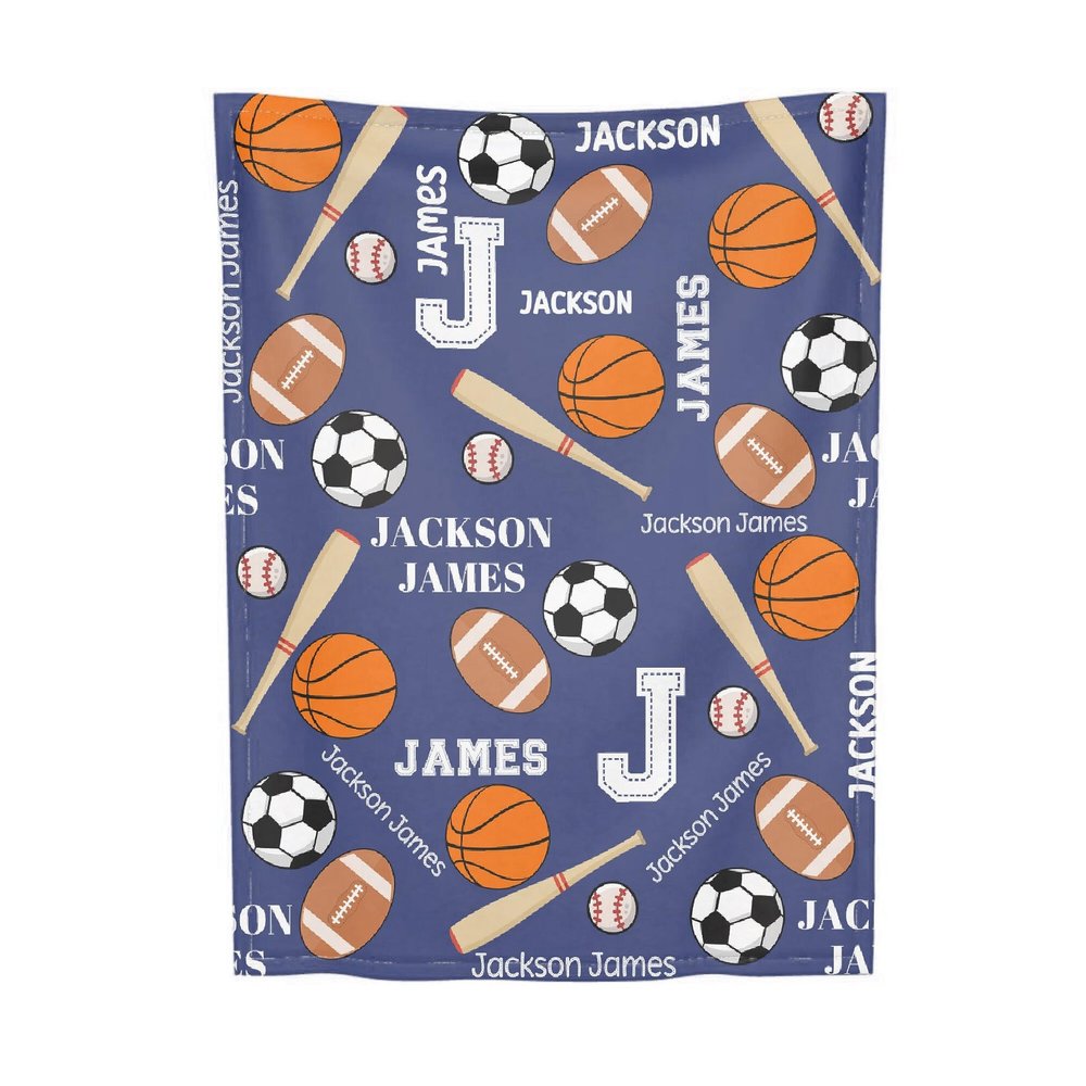 Personalized Sports Custom Baby Blankets with Name, Lightweight for All Seasons, Custom Baby Blanket As Festival Gifts Collection- Sofa, Living Room, Vacation House 40"x50" for Kids/Children