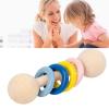 Baby Rattle Shake Toy, Pleasant Sound Lightweight Fine Workmanship Baby Grip Toy Wooden for Boys for Early Education (4 Ring) view 2