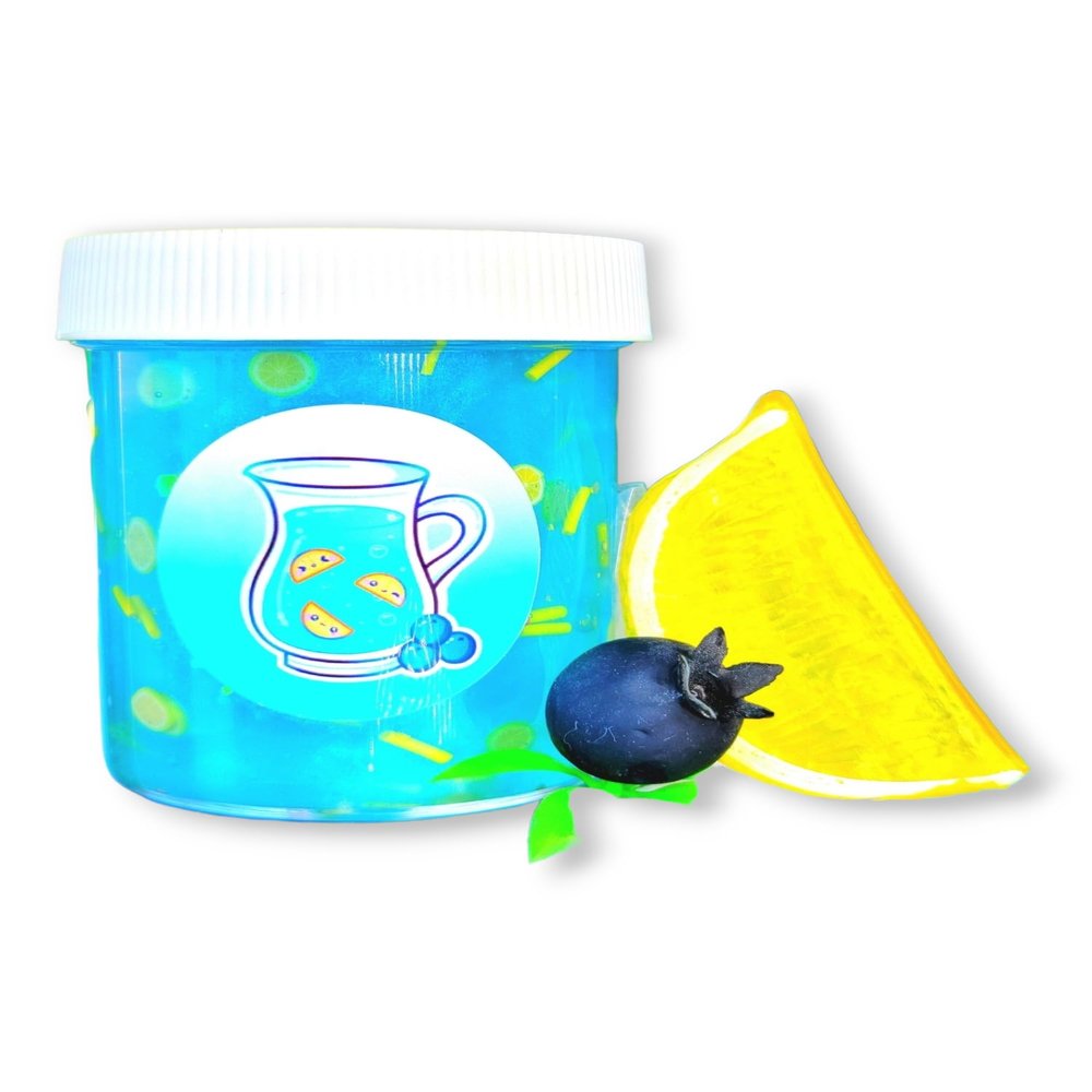Blueberry Lemonade Clear Slime 4oz with Thick Texture and Fruit Charms - Scented Sensory Toy for Ages 8+ Hoshimi Slimes