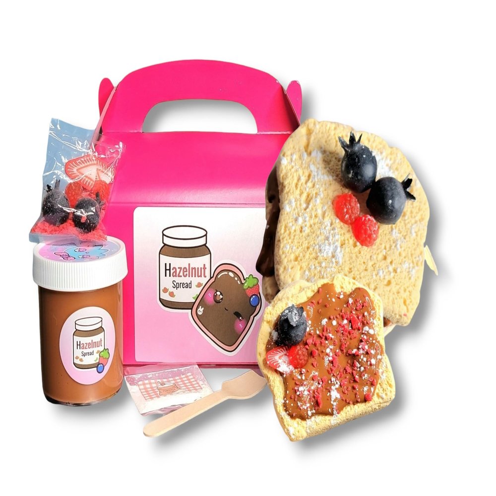 Chocolate Hazelnut Berry Toast DIY Slime Kit  Handmade Scented Glossy Slime with Toast Clay, Berry Charms, Toppings & Spoon  Fun Sensory Craft Toy for Ages 8+  Hoshimi Slimes