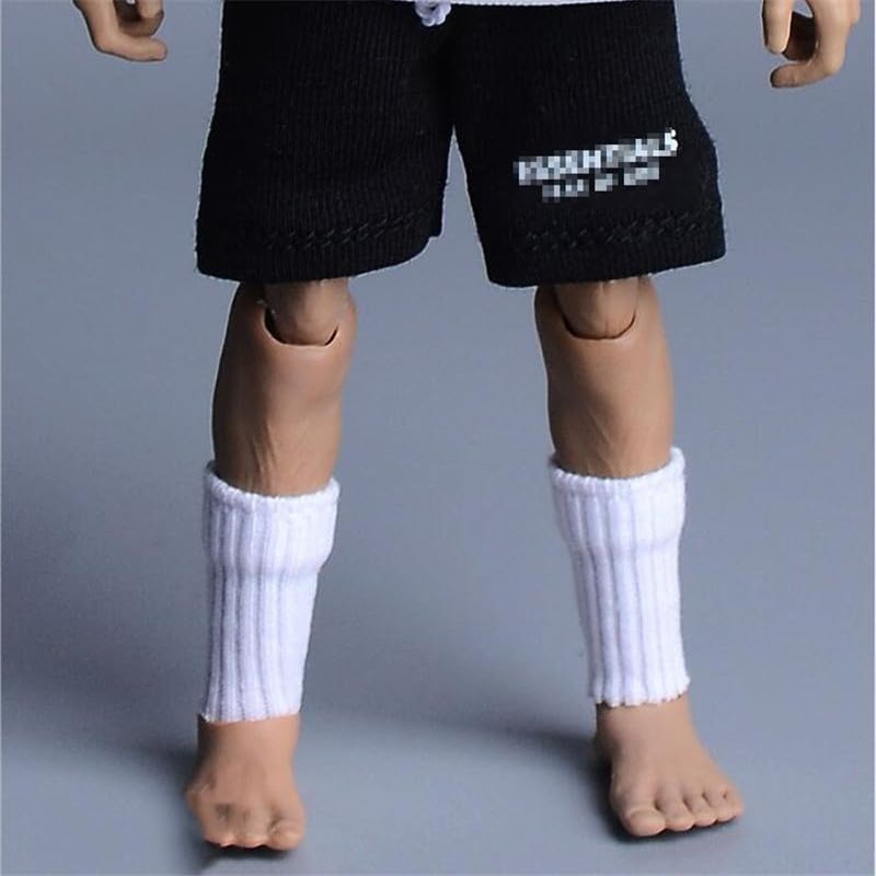 1/12 Scale Male Socks,Men's Sports Socks Stocking Clothes Accessory for 6inch Action Figure Body (White)