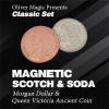 blue-ther Magnetic Scotch & Soda (Morgan Dollar and Queen Victoria Ancient Coin) Magic Tricks Close Up Illusions Gimmicks Mentalism Props view 3