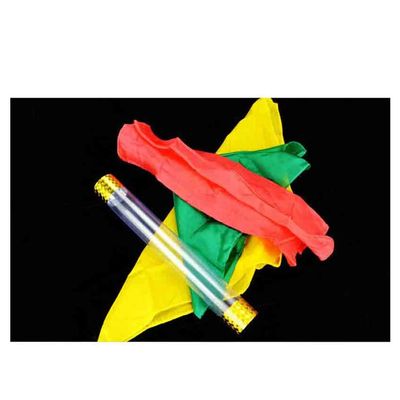 blue-ther The Crystal Tube Silk Blow PVC Tube Magic Trick Three Scarve Linking Magia Close Up Gimmick Props Funny