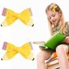 3.5"Yellow White Pencil Hair Bows Clips School Bow Cheer Bow Clip, Back to School Hair Bow Ponytail Holder.(FX2-1) view 2