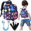 Accmor Toddler Backpack Leash with Anti Lost Wrist Link, Cute Mini Child Walking Harnesses Keep Kids Close Back Pack Rope Tether Rein for Baby Boys (Navy Blue/Dino) view 1