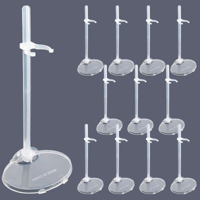 DueHoppee 12 Pcs Adjustable Doll Stands - Transparent & Lightweight Display Rack for Dolls, Action Figures & Monsters