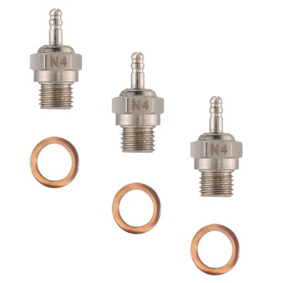 3-Pack Hot Spark Glow Plug N4 No.4 70117 Compatible with Kyosho HSP HPI Redcat 1/8 1/10 RC Nitro Engines Car Truck Buggy