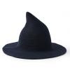 APOSU Witch Hat,Foldable Wool Halloween Witch Hat for Women,Pointed Wizard Cap for Cosplay Costume Accessory and Daily (Navy Blue) view 1