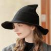 APOSU Witch Hat,Foldable Wool Halloween Witch Hat for Women,Pointed Wizard Cap for Cosplay Costume Accessory and Daily (Navy Blue) view 2