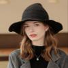 APOSU Witch Hat,Foldable Wool Halloween Witch Hat for Women,Pointed Wizard Cap for Cosplay Costume Accessory and Daily (Navy Blue) view 3