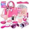 Little Girl Purse with Pretend Makeup for Toddlers, Kids Play Purse Set - Includes Handbag, Pretend Play Headset, Wallet, Phones, Birthday Gift for Girls Age 3+ (Deluxe Purse Set-Hot Pink) view 1