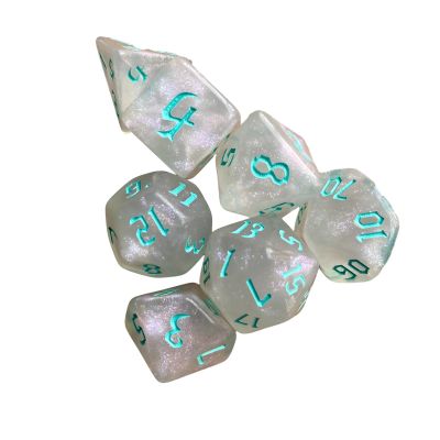 DND Dice Polyhedral Dice Set 7-Dice Chameleon Acrylic Material Comes in Black Metal Box for D&D Role Playing Table Games (White+Sky Blue)
