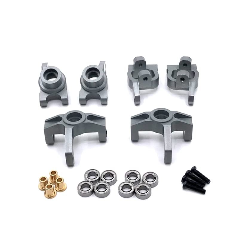 BrewJa Upgrade Steering Cup Bearing 4 Piece Set for LC Racing 1/14 WLtoys 144010 144001 144002 124017 124016 124018 124019 RC Car Parts (Color : Dark Grey)