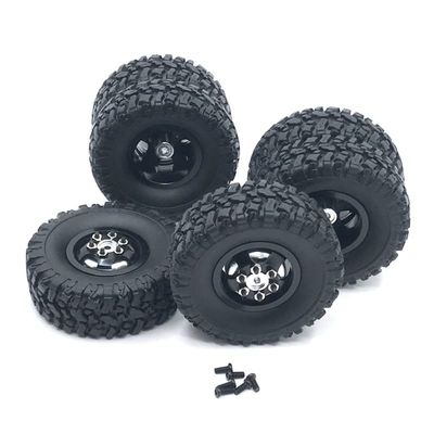 BrewJa Metal Upgrade Front Single Rear Dual Wheel Hub Tires for WPL C14 C24 B14 B16 B24 B36 C34 C44 HengLong FeiYu JJRC RC Car Parts (Color : Black)