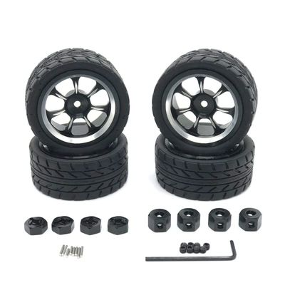 BrewJa Metal Upgrade Color Racing 65mm Wheels for WLtoys WPL MN LC 1/18 1/16 1/14 1/12 RC Car Parts (Color : Black)