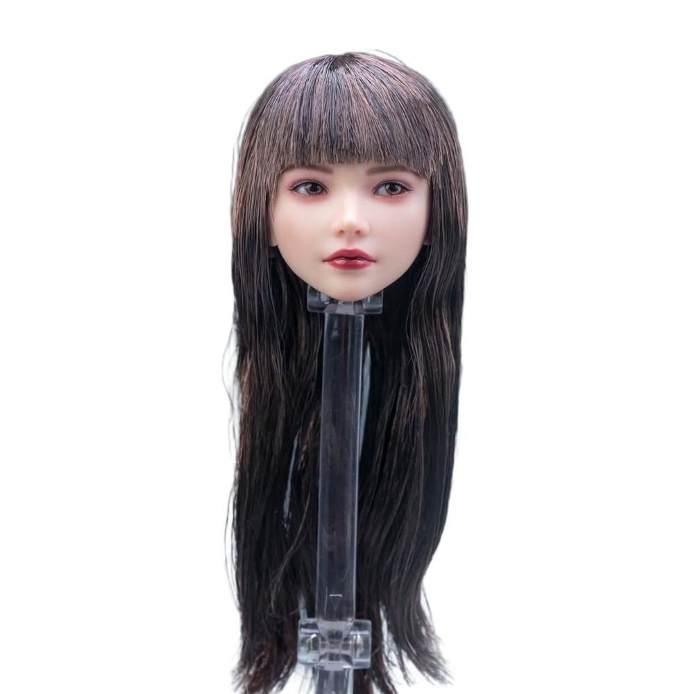Fremego 1/6 Scale Female Head Sculpt,Beauty Girl Planted Hair Head Carving for 12inch Female PH TBL JO Action Figure Body Collection (C)