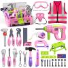 Deejoy Pink Kids Tool Set for Girls-Toddler Tool Set with Electronic Toy Drill & Tool Box, STEM Pretend Play Construction Toys with Costume Vest, Educational Gifts for Age 3 4 5 6 7 Year Old view 1