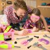 Deejoy Pink Kids Tool Set for Girls-Toddler Tool Set with Electronic Toy Drill & Tool Box, STEM Pretend Play Construction Toys with Costume Vest, Educational Gifts for Age 3 4 5 6 7 Year Old view 2
