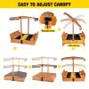 Wooden Sandbox with Cover | Large Sandpit for Kids Outdoor with Adjustable Canopy Backyard Play | w/Movable Toy Bins view 2