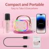 Mijiaowatch Karaoke Machine for Kids, Portable Bluetooth Speakers with Wireless Microphone Karaoke for Kids and Adults with LED Lights, Gifts for Girls and Boys Birthday Home Party - Pink view 3