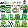 Talltalk 48 Pcs Soccer Party Favors Gifts Sets Soccer Team Gifts Include 16 Sets Drawstring Backpack Goodie Bags Stuffers Candy Snack Bags Wristband Keychains for Sports Birthday Party Supplies Decor view 1