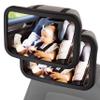 Lusso Gear Baby Car Mirror (2 Pack) - Secure Headrest Mount for Rear-Facing Seat Mirror - Shatter-Resistant Glass for Clear Infant View - Newborn Car Seat Accessory & Baby Essentials - Large, Black view 1
