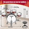 Kids Drum Set for Toddlers 1-3 3-5 - Musical Instruments Toys Drum Kit 9 Pcs with Stool, Birthday Musical Toys for Toddlers 3 4 5 Year Old Boys Girls view 3