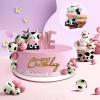 14 Pcs Cow Cake Decorations Pearls Balls Cake Toppers with Gold Happy Birthday Acrylic Cake Topper for Farm Animal Theme Wedding Birthday Party Supplies (Pink) view 2